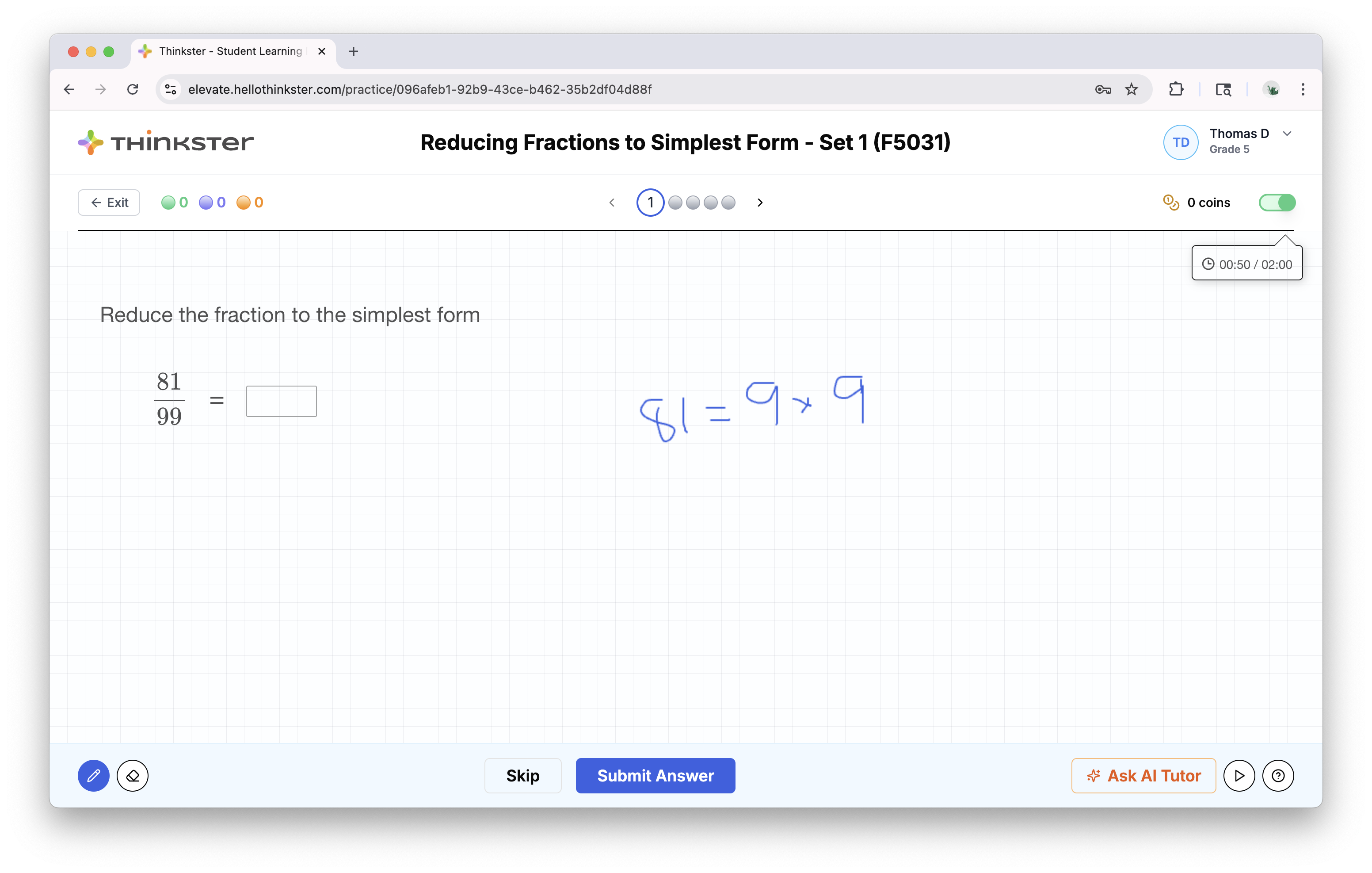 Thinkster learning dashboard